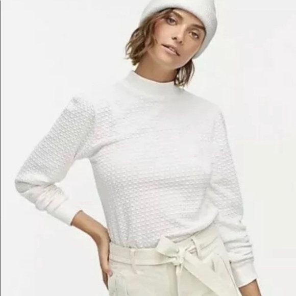 JCrew pointelle mock neck top - Picture 1 of 7
